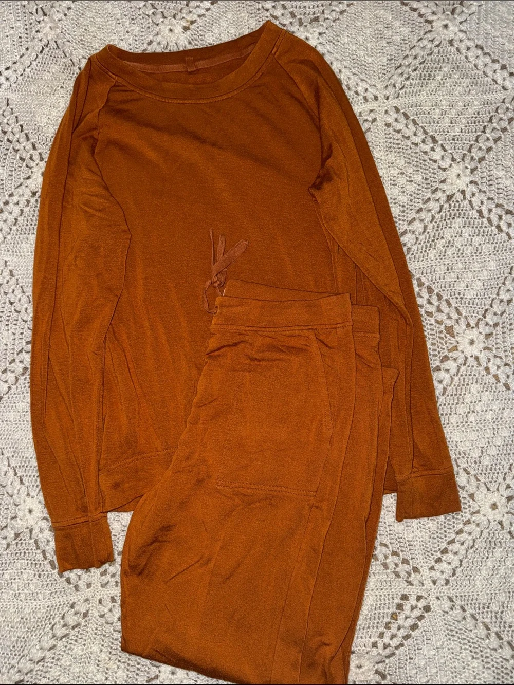 Lou & Grey for LOFT Rust Orange Lounge Set Size Medium Matching Top & Joggers
